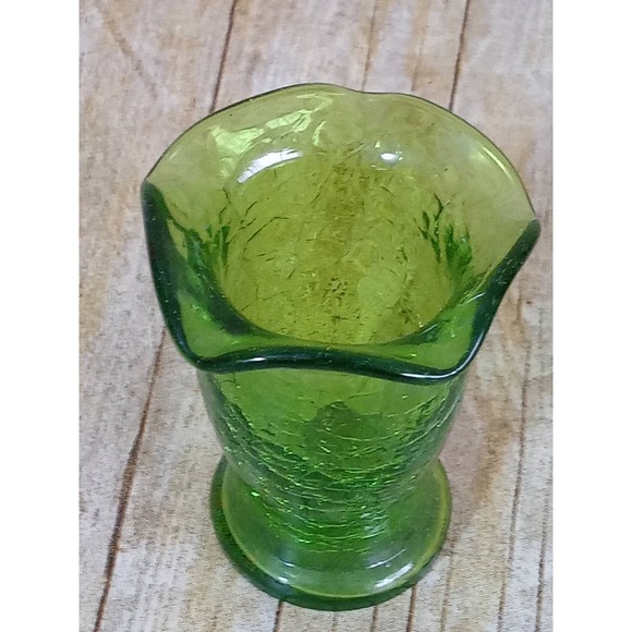 Green Crackle Glass Bud Vase Miniature Succulent Air Plants Planter (9A) - Picture 6 of 6